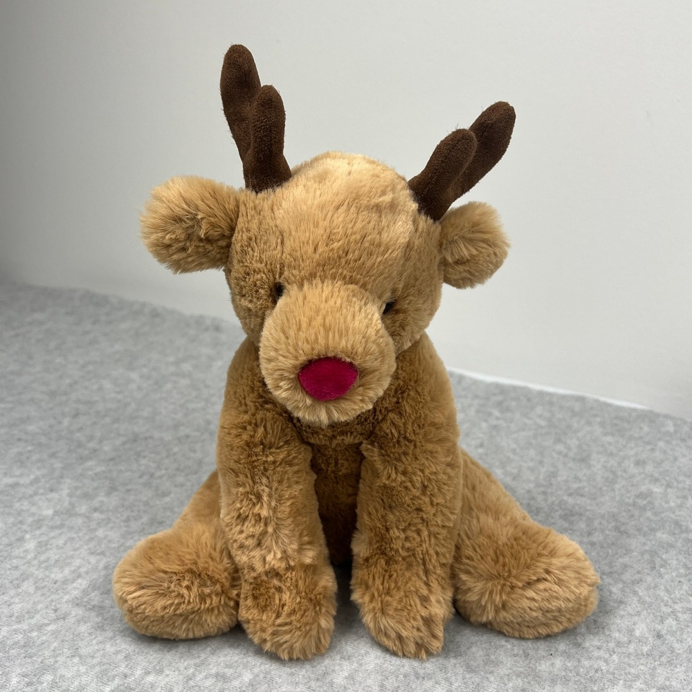 Jellycat Romi Reindeer Plush Brown Red Nose Soft Stuffed Animal Toy Rudolph Soft